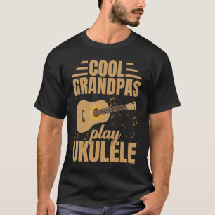Cool Grandpas Play Ukulele Player Music Graphic T-Shirt