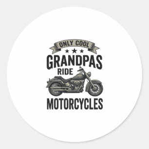 Cool Grandpas Ride Motorcycles Vintage Biker Shirt Classic Round Sticker