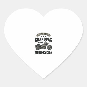 Cool Grandpas Ride Motorcycles Vintage Biker Shirt Heart Sticker