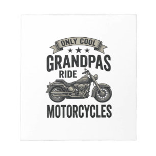 Cool Grandpas Ride Motorcycles Vintage Biker Shirt Notepad
