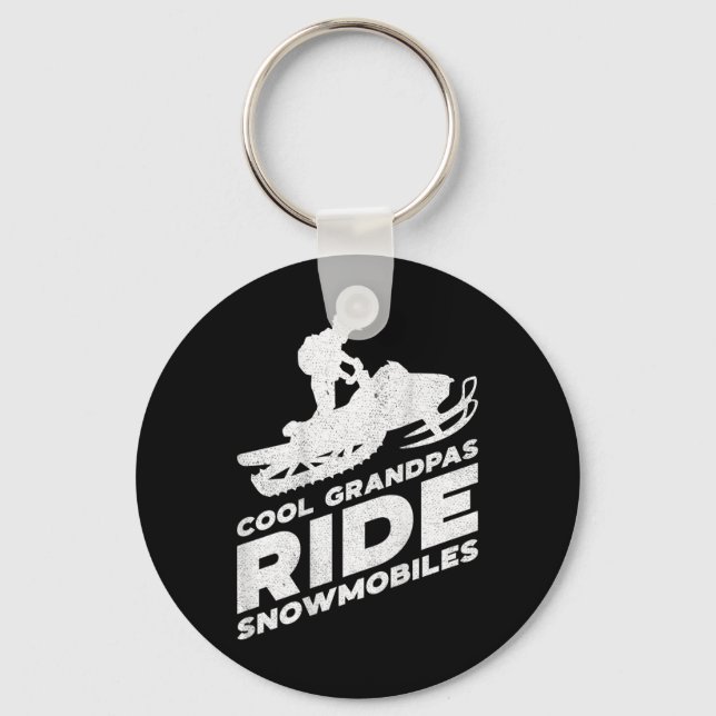Cool Grandpas Ride Snowmobiles - Motor Sled ( On B Keychain (Front)