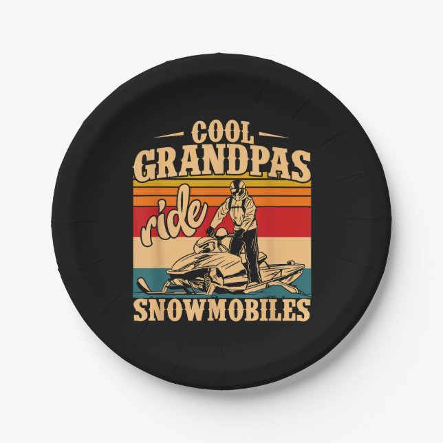 Cool Grandpas rides Snowmobiles Snowmobile Snowmob Paper Plate (Front)