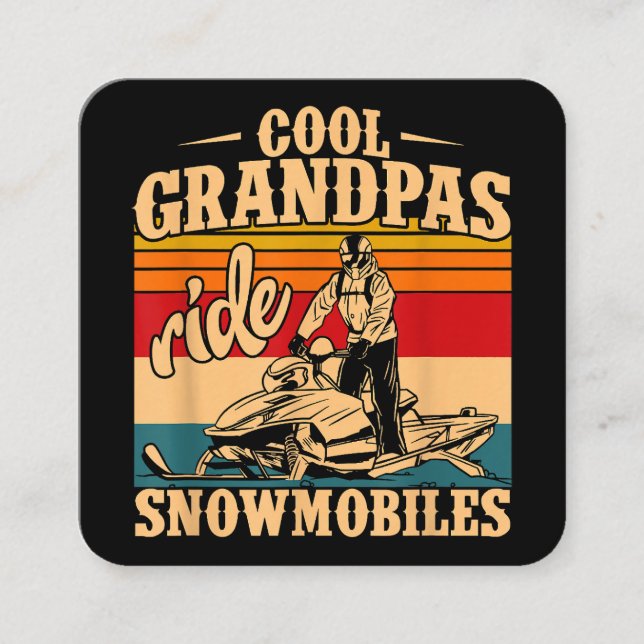 Cool Grandpas rides Snowmobiles Snowmobile Snowmob Square Business Card (Front)
