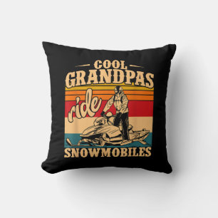 Cool Grandpas rides Snowmobiles Snowmobile Snowmob Throw Pillow