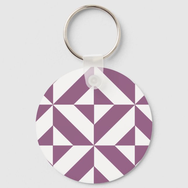 Cool Grape Geometric Deco Cube Pattern Keychain (Front)