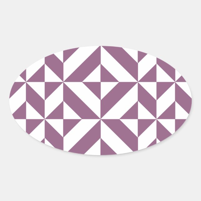 Cool Grape Geometric Deco Cube Pattern Oval Sticker (Front)