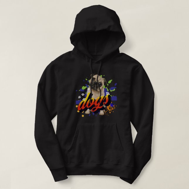 Cool graphic cute dog lover men black hoodie (Design Front)