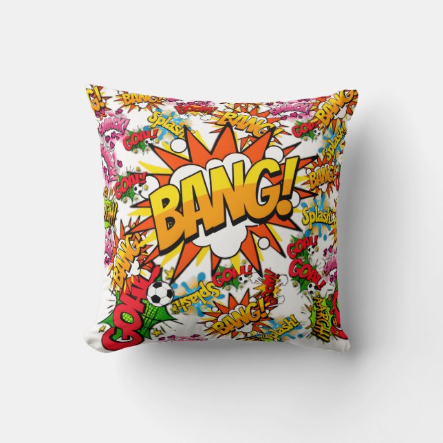Cool Graphic Explosion Of Action Words  Throw Pillow (Front)