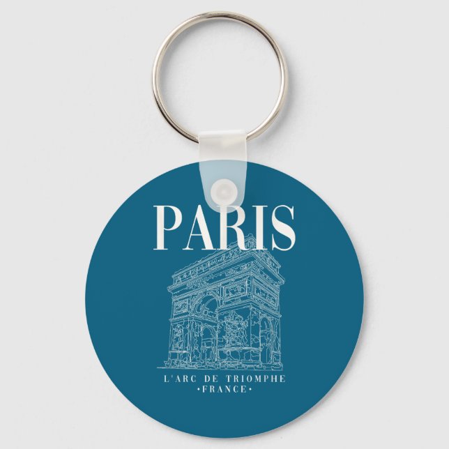 Cool Graphic Paris Arc De Triomphe Line Keychain (Front)