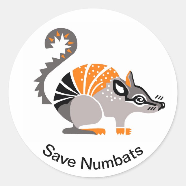 Cool graphic -Save NUMBATS- Aussie marsupial - Classic Round Sticker (Front)