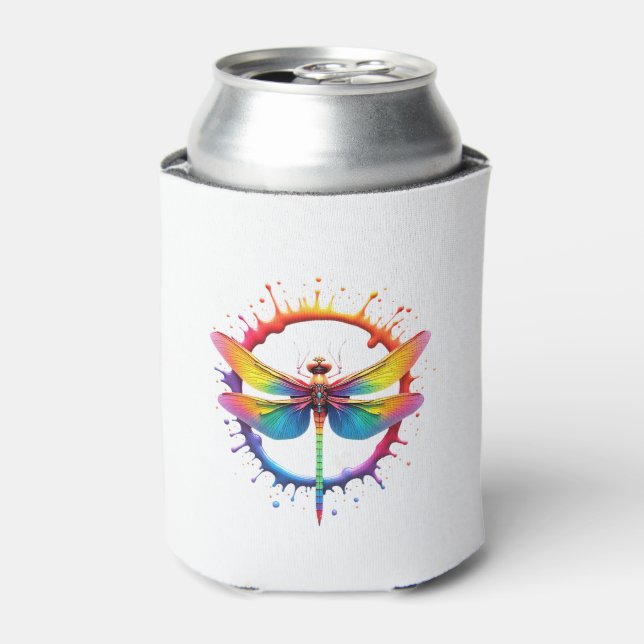 Cool Graphic Tie Dye Sunglasses Dragonfly Illustra Can Cooler (Can Front)