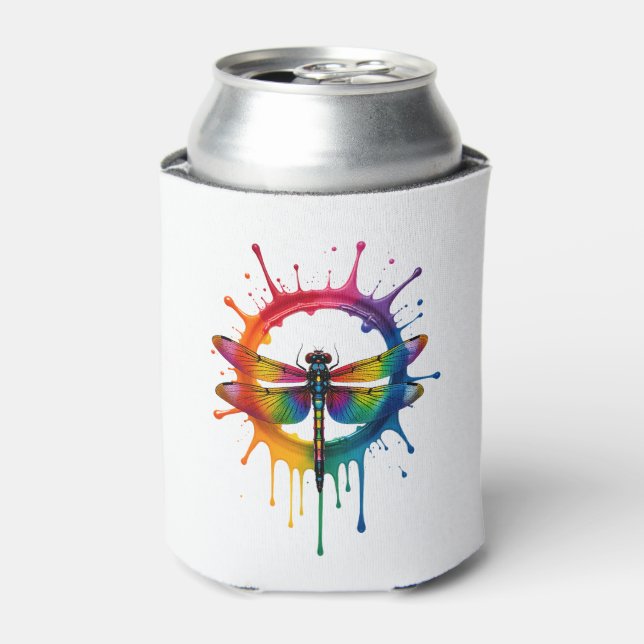 Cool Graphic Tie Dye Sunglasses Dragonfly Illustra Can Cooler (Can Front)
