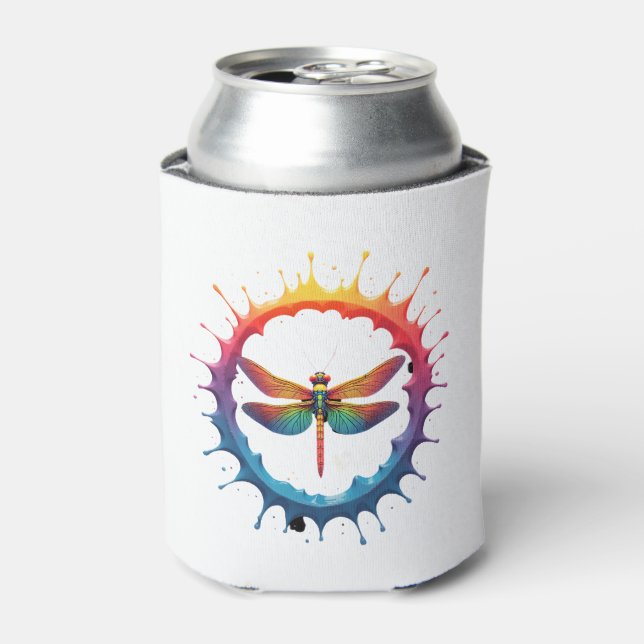 Cool Graphic Tie Dye Sunglasses Dragonfly Illustra Can Cooler (Can Front)