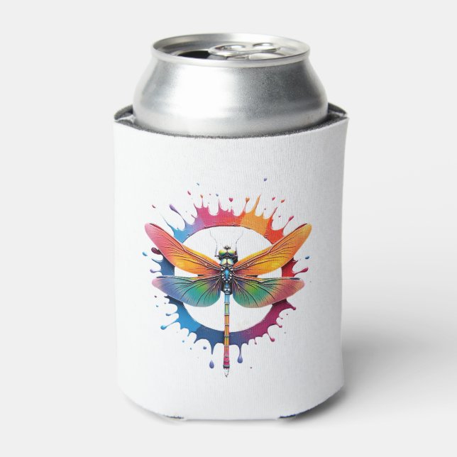 Cool Graphic Tie Dye Sunglasses Dragonfly Illustra Can Cooler (Can Front)