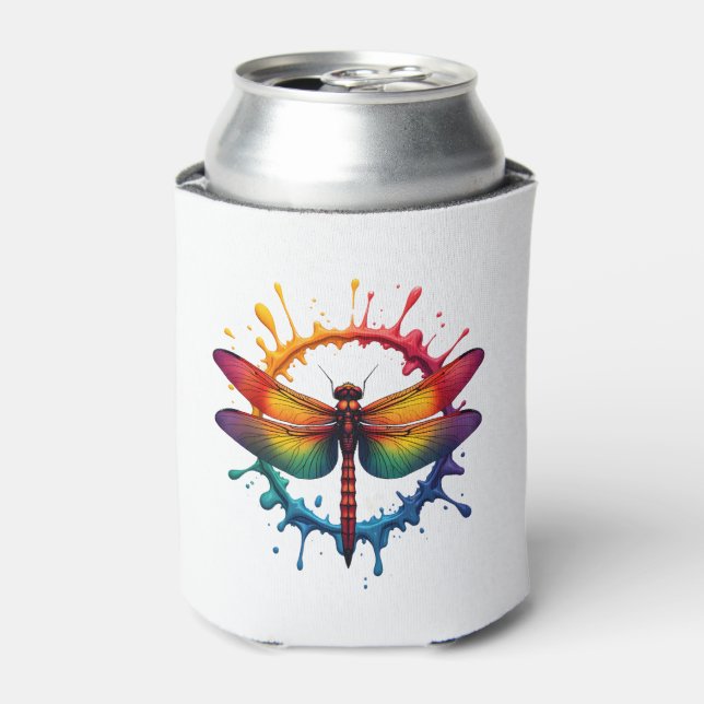 Cool Graphic Tie Dye Sunglasses Dragonfly Illustra Can Cooler (Can Front)