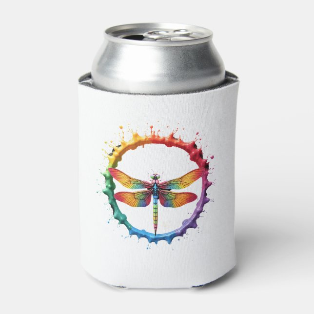 Cool Graphic Tie Dye Sunglasses Dragonfly Illustra Can Cooler (Can Front)