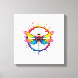 Cool Graphic Tie Dye Sunglasses Dragonfly Illustra Canvas Print
