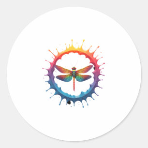 Cool Graphic Tie Dye Sunglasses Dragonfly Illustra Classic Round Sticker