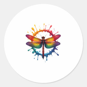 Cool Graphic Tie Dye Sunglasses Dragonfly Illustra Classic Round Sticker