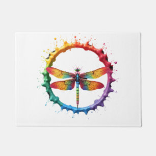 Cool Graphic Tie Dye Sunglasses Dragonfly Illustra Doormat
