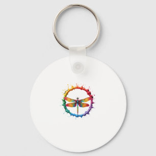 Cool Graphic Tie Dye Sunglasses Dragonfly Illustra Keychain