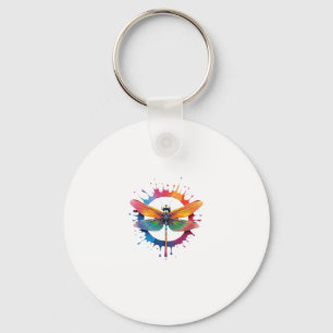 Cool Graphic Tie Dye Sunglasses Dragonfly Illustra Keychain