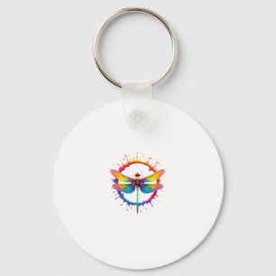 Cool Graphic Tie Dye Sunglasses Dragonfly Illustra Keychain