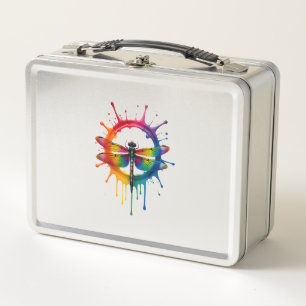 Cool Graphic Tie Dye Sunglasses Dragonfly Illustra Metal Lunch Box