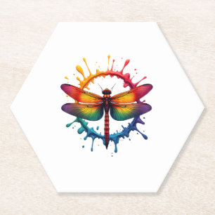 Cool Graphic Tie Dye Sunglasses Dragonfly Illustra Paper Coaster