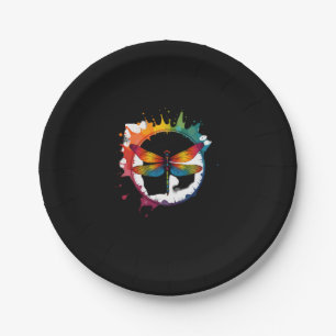Cool Graphic Tie Dye Sunglasses Dragonfly Illustra Paper Plate