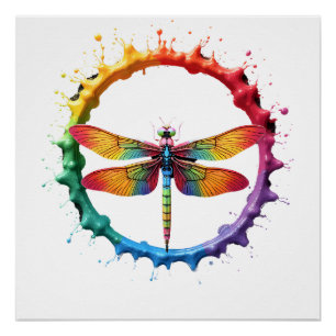 Cool Graphic Tie Dye Sunglasses Dragonfly Illustra Poster