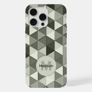 Cool Grayscale triangle geometric pattern Monogram iPhone 15 Pro Max Case