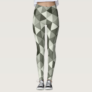 Cool Grayscale triangles geometric pattern Leggings