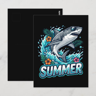 Cool Great White Shark Jumping - summer animal Postcard