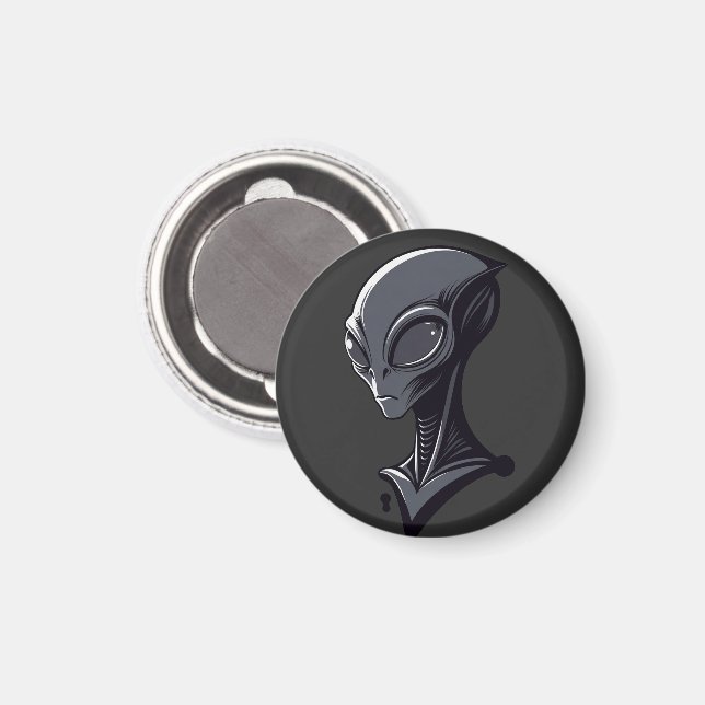 Cool Green Alien Illustration - Modern Sci-Fi Char Magnet (Front/Back)