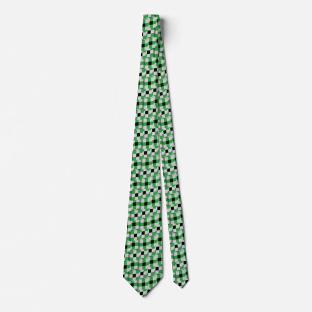 Cool Green and Black Cube Matrix Pattern Tie (Front)
