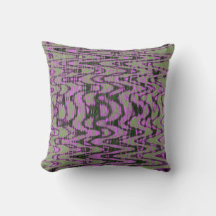 Cool Green and Pink Abstract Tie Dye Retro Waves Throw Pillow