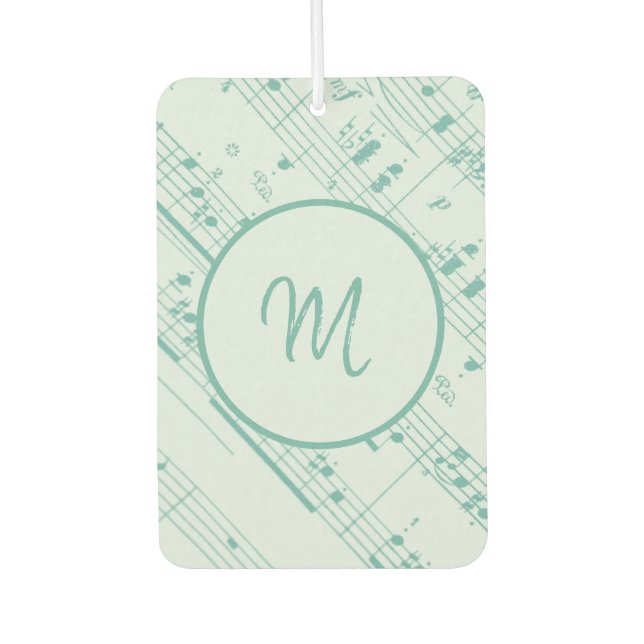 Cool Green and Purple Sheet Music with Monogram Air Freshener (Front)