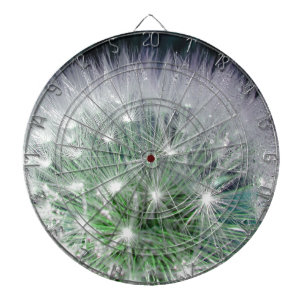 Cool green and white dandelion with waterdrops dartboard