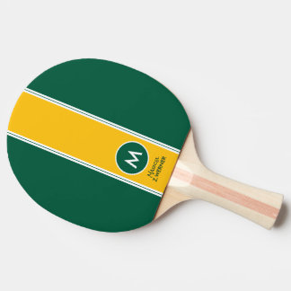 Cool Green and Yellow Monogrammed Ping Pong Paddle