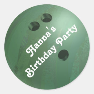 Cool Green Bowling Ball Custom Party Sticker