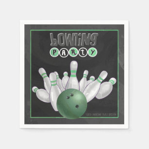 Cool Green Bowling Party Paper Napkins