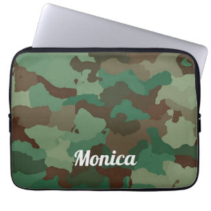 Cool green camo print laptop sleeve