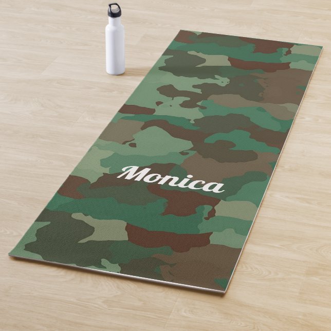 Cool green camo print yoga mat (In Situ)