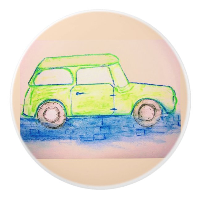 Cool Green Car  Ceramic Knob (Front)