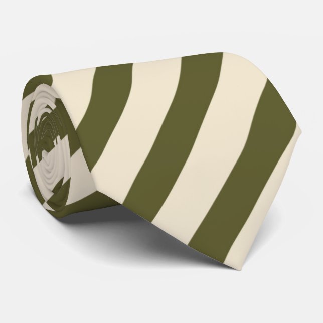 cool green cream stripe pattern  tie (Rolled)