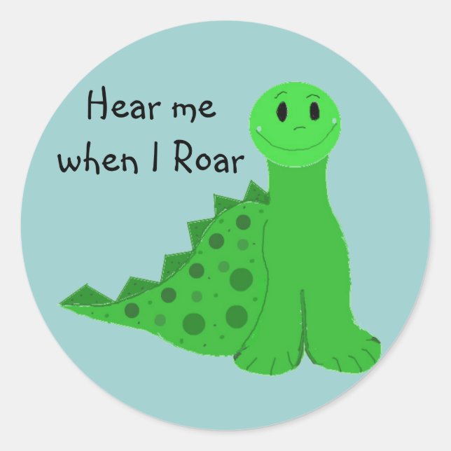 Cool Green Dinosaur Classic Round Sticker (Front)