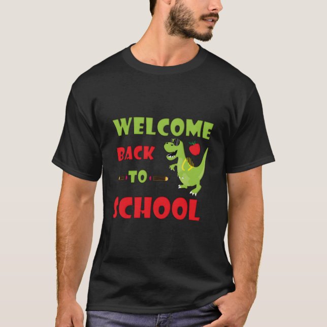 Cool Green Dinosaur Dino Going Back To School Kind T-Shirt (Front)