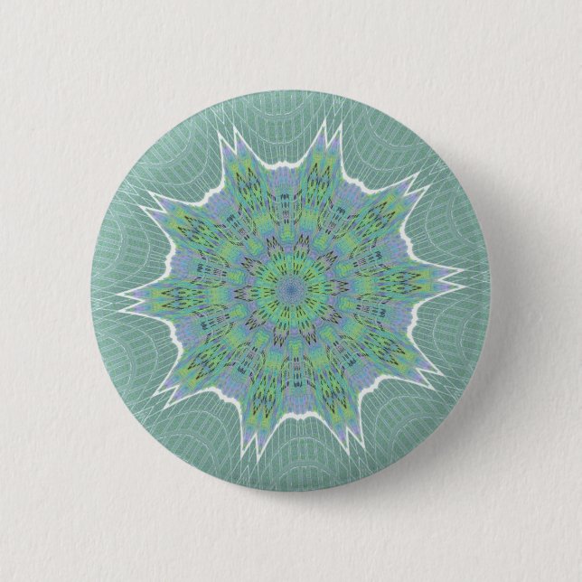 Cool Green Floral pattern 2 Inch Round Button (Front)