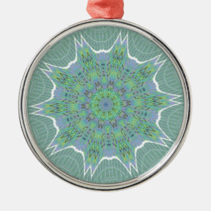 Cool Green Floral pattern Metal Ornament